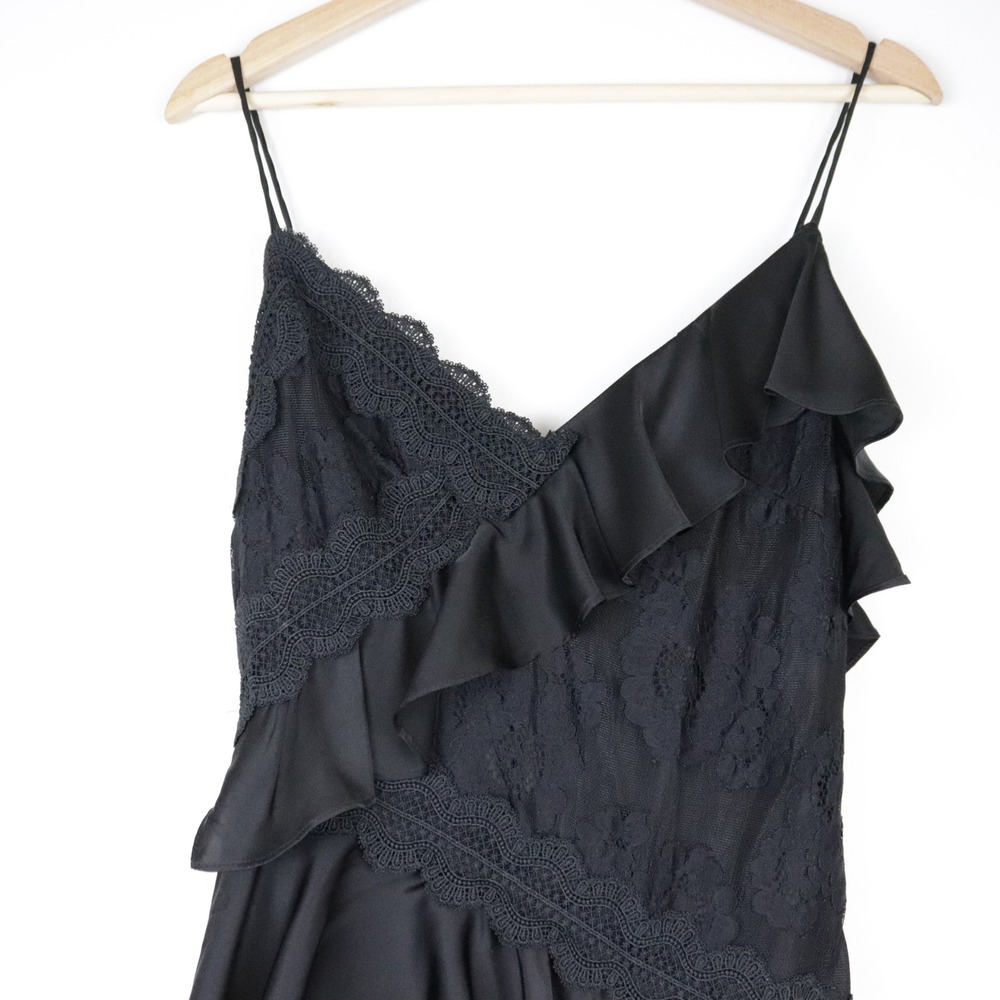 BHLDN Elora Sleeveless V-Neck Ruffle Lace Maxi Dress 6 Formal Gown Black - Picture 4 of 10